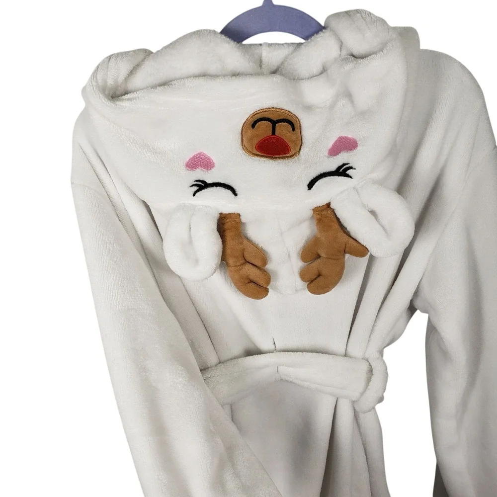 American‎ Girl Christmas Kids White Reindeer Hooded M 10/12
